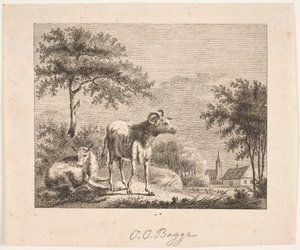 Landscape with Sheep by Oluf Olufsen Bagge