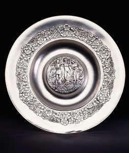 Spring, a Large Ramsden and Carr Silver Rosewater Dish