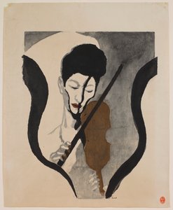 Impression of a Violinist (Portrait of Suwa Nejiko) by Onchi Kôshirô