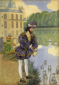 King Francis I at Fontainebleau, Feeding Fish with Bread by Onfray de Breville Job