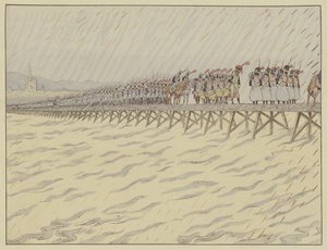 Napoleon and His Army Crossing the Rhine at Kehl, 1 October 1805 by Onfray de Breville Job
