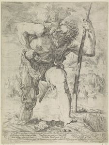 Saint Christopher with Christ Child on Shoulder by Orazio Borgianni
