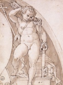 A Standing Putto Holding the Papal Keys (detail) by Orazio Samacchini
