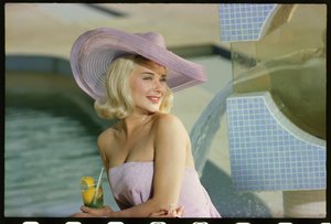 Hope Lange photo shoot by pool