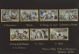 Sketch for the Clichy town hall: Allegories of the life of the citizen (over the door of the marriage hall) by Oscar Pierre Mathieu