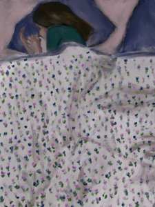 Woman In Floral Bed by Osheensgallery