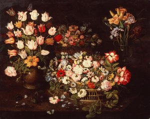 Four Vases with a Selection of Flowers