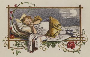 Little Girl Asleep in Her Bed at Night by Oskar Pletsch