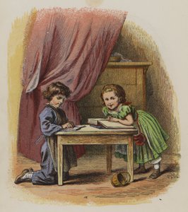 Two children reading books by Oskar Pletsch