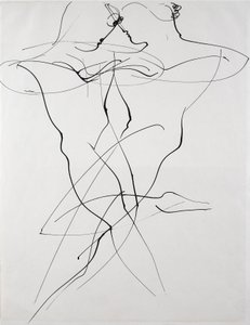 Two figures in opposing motion, dance by Oskar Schlemmer