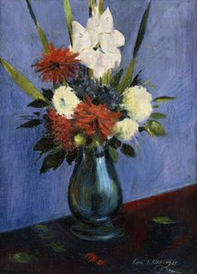 Vase of Flowers with Gladiola and Dahlias