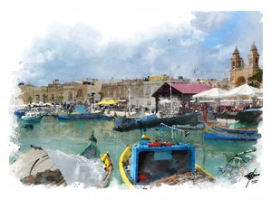 Vibrant Maltese Harbor by Osvaldo Russo