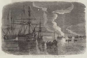 Russian Frigate on Fire in Sebastopol Harbour
