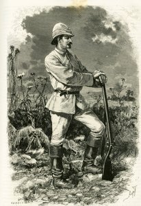 Portrait of Dr. Emile Holub in an exploration suit (engraving by Tofani, to illustrate the story 