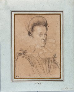Portrait of Eleonore de Medicis (Eleonora de Medici) (1567-1611) Wife of Vincent I of Gonzague, Duke of Mantua (Vincenzo I Gonzaga, Duke of Mantua) (1562-1612) Drawing by Ottavio Leoni (1578-1630) Genoa, Musei di Strada Nuova, inv 2432 by Ottavio Mario Leoni