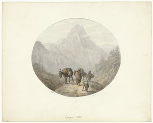 Mountain Landscape in Spain, with Pack Donkeys by Otto Baron Howen
