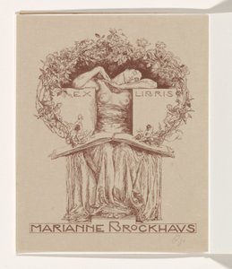 Ex Libris of Marianne Brockhaus by Otto Greiner (signed by artist)