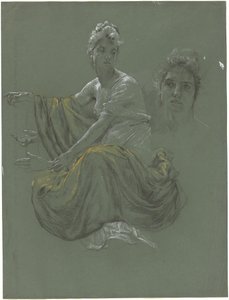 Elegant Young Woman in Classical Drapery by Otto Greiner