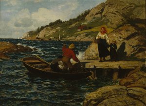Fisherman, Woman and Child by the Quay
