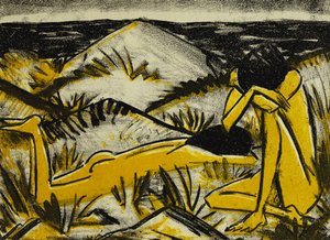 Dunes One Sitting and Girl Lying Down