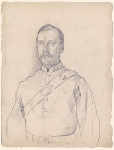 Portrait of a Man in Uniform, Half-Length by Otto Scholderer