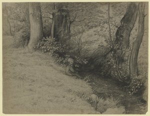 Brook Landscape with Boys by Otto Scholderer
