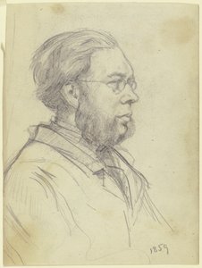 Bust Portrait of a Man Facing Left with Forked Beard and Glasses by Otto Scholderer