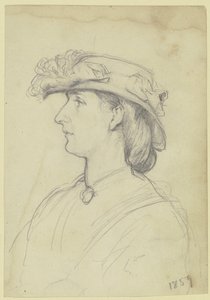 Portrait of a Lady with Hat in Profile to the Left by Otto Scholderer