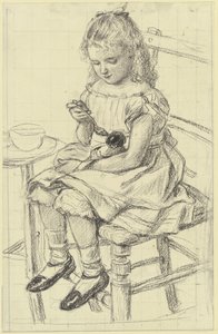 A Girl Feeding Her Doll