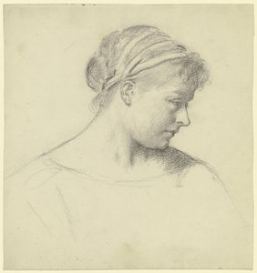 Head of the Seated Woman from „Preparation for the Costume Ball“ by Otto Scholderer