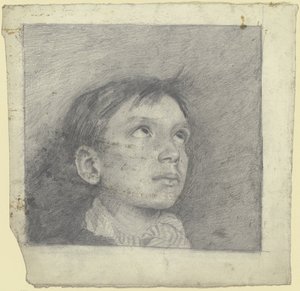 Head of a Boy Looking Upwards by Otto Scholderer