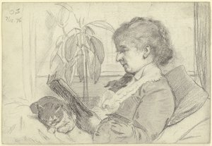 Luise Scholderer Reading with Cat