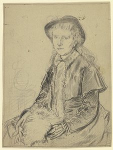Luise Scholderer Sitting, in Travel Costume with Muff