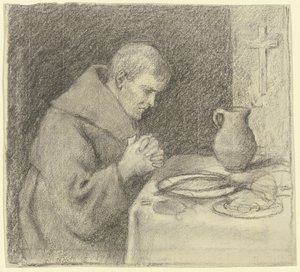 Monk during Grace by Otto Scholderer