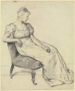 Seated woman from "Preparation for the Costume Ball" by Otto Scholderer