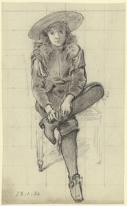 Seated Boy in Historical Costume from the "Preparation for the Costume Ball" by Otto Scholderer