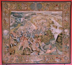 Flemish Tapestry. Series Triumphs and Battles of Archduke Albert. Battle in the Trenches of Hulst. Fifth Tapestry in the Series. Model Otto van Veen and Hans I Snellinck. Ca 1597-1598