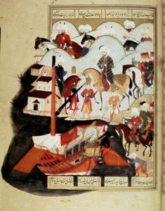 Sultan Murad III (1574-1595) Visiting the Port of Constantinople. Manuscript miniature from 