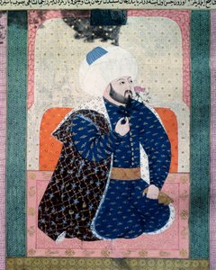 Portrait of the Sultan of the Ottoman Empire Mehmed II (1430-1481). Miniature from the manuscript 