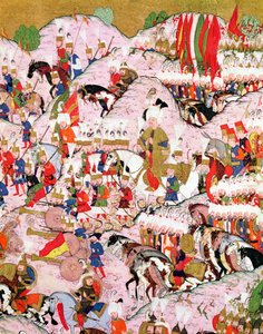Suleyman the Magnificent at the Battle of Mohacs in 1526, from the 