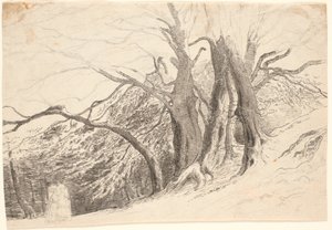 A Slope with Large Trees in a Forest, with Two Walking Ladies by P.C. Skovgaard