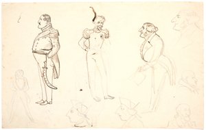 Caricature of Frederik VII and Others, Including Grundtvig, Probably Orla Lehmann and Others by P.C. Skovgaard