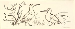 Two Snipes. Decorative Draft. by P.C. Skovgaard