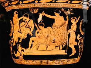 Red-Figured Bell-Crater from Apulia: Apollo Purifies Orestes with the Blood of a Piglet