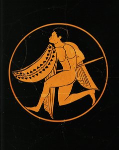 Black Warrior. Center Medallion of a Red-Figured Cup, from Poggio Sommavilla, Etruria. 510-500 BCE by Painter of London