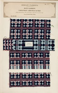 Cotton scarf sample from Nurrapore in Sind, from The Collection of the Textile Manufacturers of India, by John Forbes Watson, published in 1866 by Pakistani School