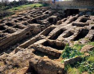 Ruins of the Christian necropolis in the valley of the Temples, 4th to 5th century. Agrigento, Sicily Italy by Paleo Christian