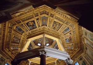 View of the vault inside the Paleochristian baptistery of San Giovanni in Laterano