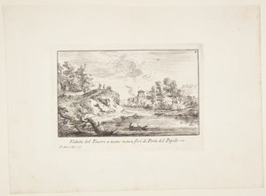 View of the Tiber to the Left of Porta del Popolo by Paolo Anesi