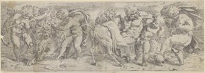 Drunken Satyr and Putti by Paolo Farinati